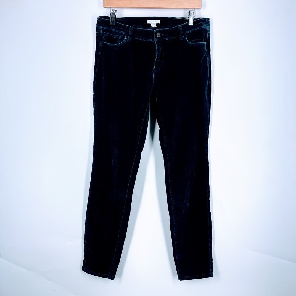 Garnet Hill Dark Teal Corduroy Slim Leg Pants Womens Size 8 Stretch 5-Pocket